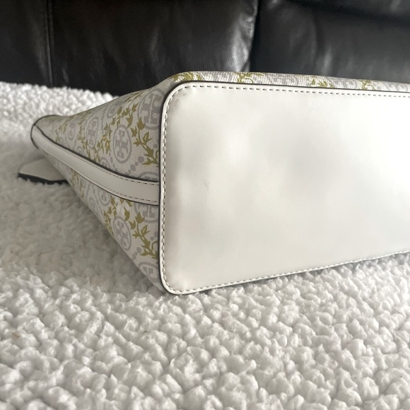 Tory Burch Women's T Monogram Canvas Floral Vine Small Tote - Picture 9 of 11